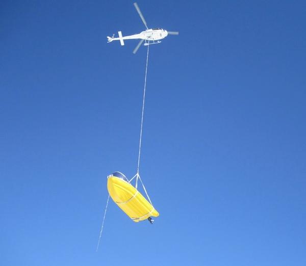 Glacier Explorers Mac boats are heli-lifted into the Tasman Glacier Terminal Lake.